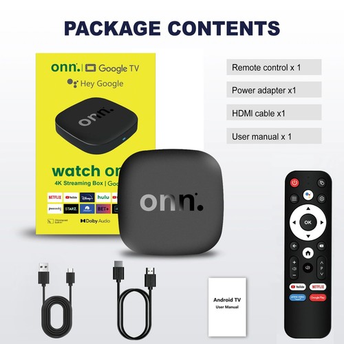 Onn android smart tv box - onn, 4k